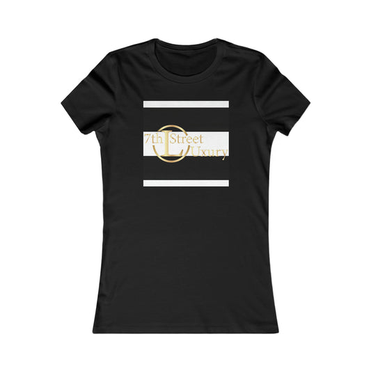 7thStreet Luxury Women's Favorite Tee- 7thStreet Luxury White, Black and Gold striped t-shirt