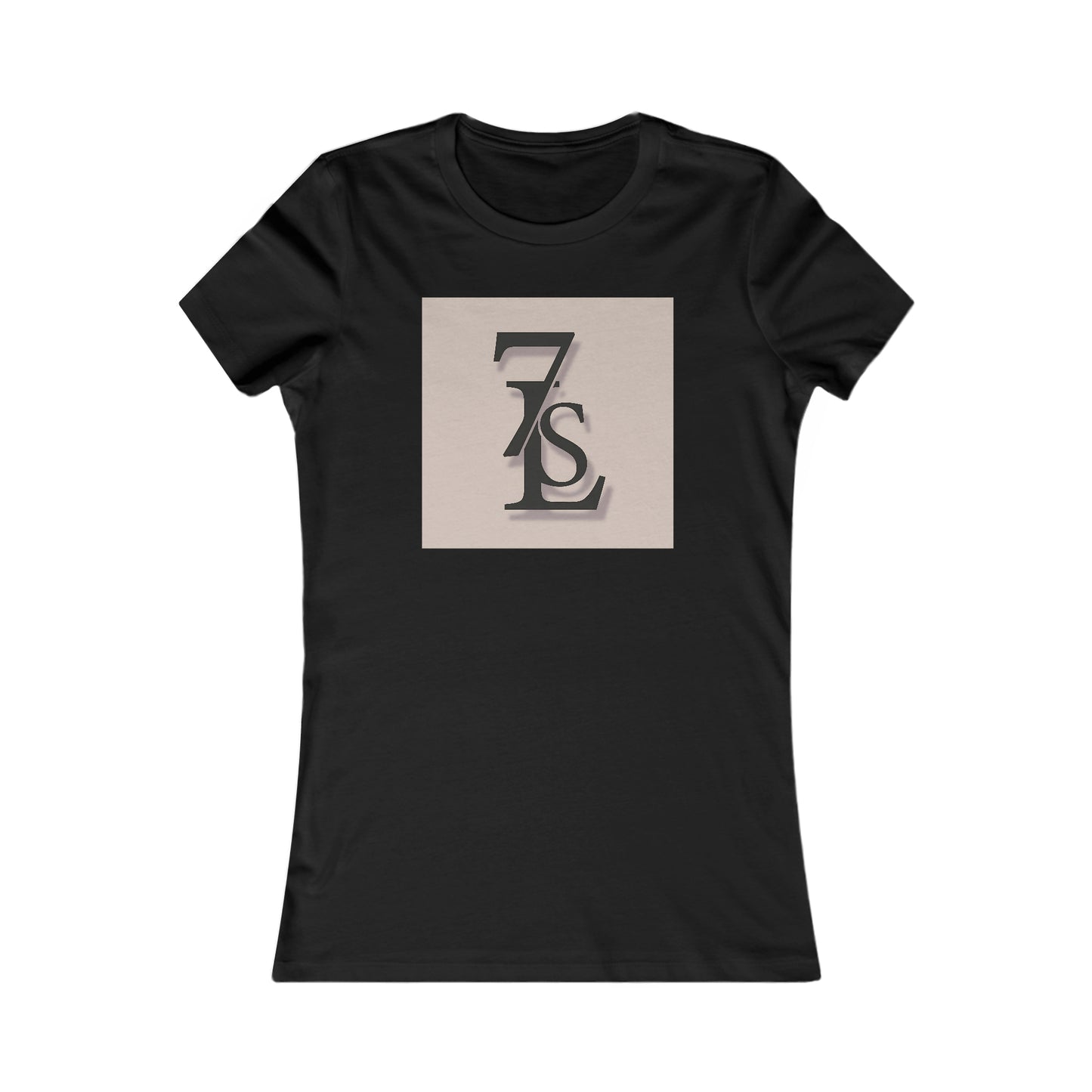 7thStreet Luxury Women's Favorite Tee- 7sL t-shirt. Beige Pink tone with black Logo symbol