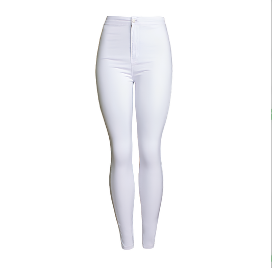 Women`s High Waist White Basic Fashion Stretch Skinny Denim Pants Trousers Jeans