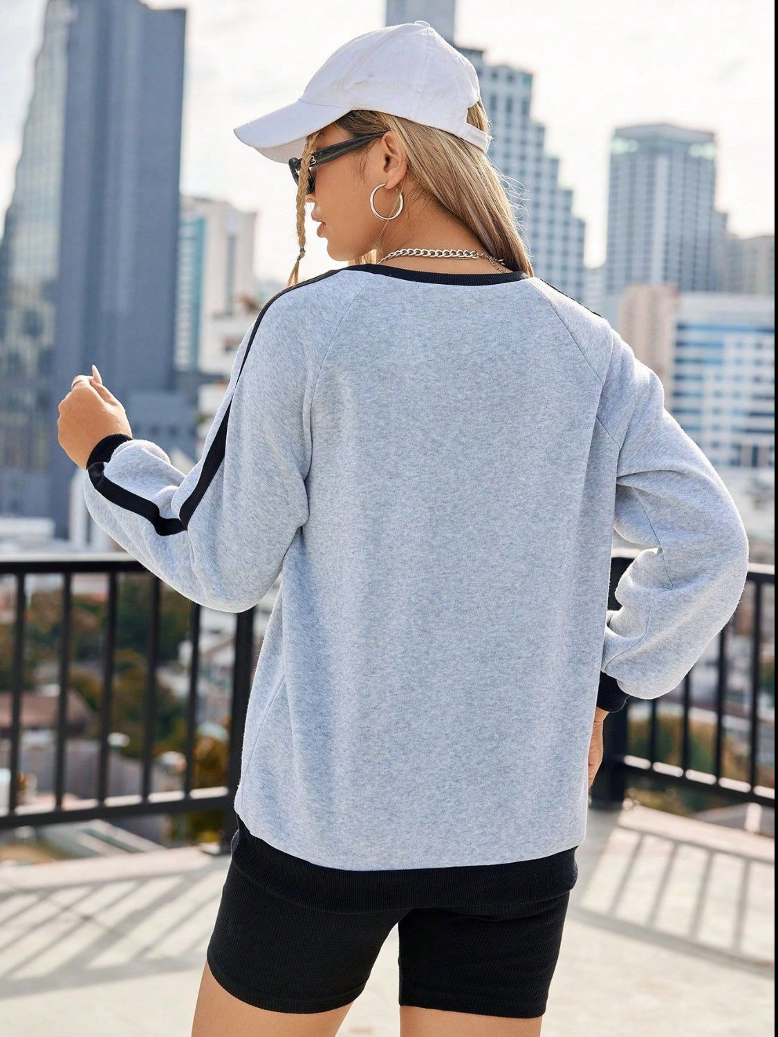 Letter Round Neck Long Sleeve Sweatshirt